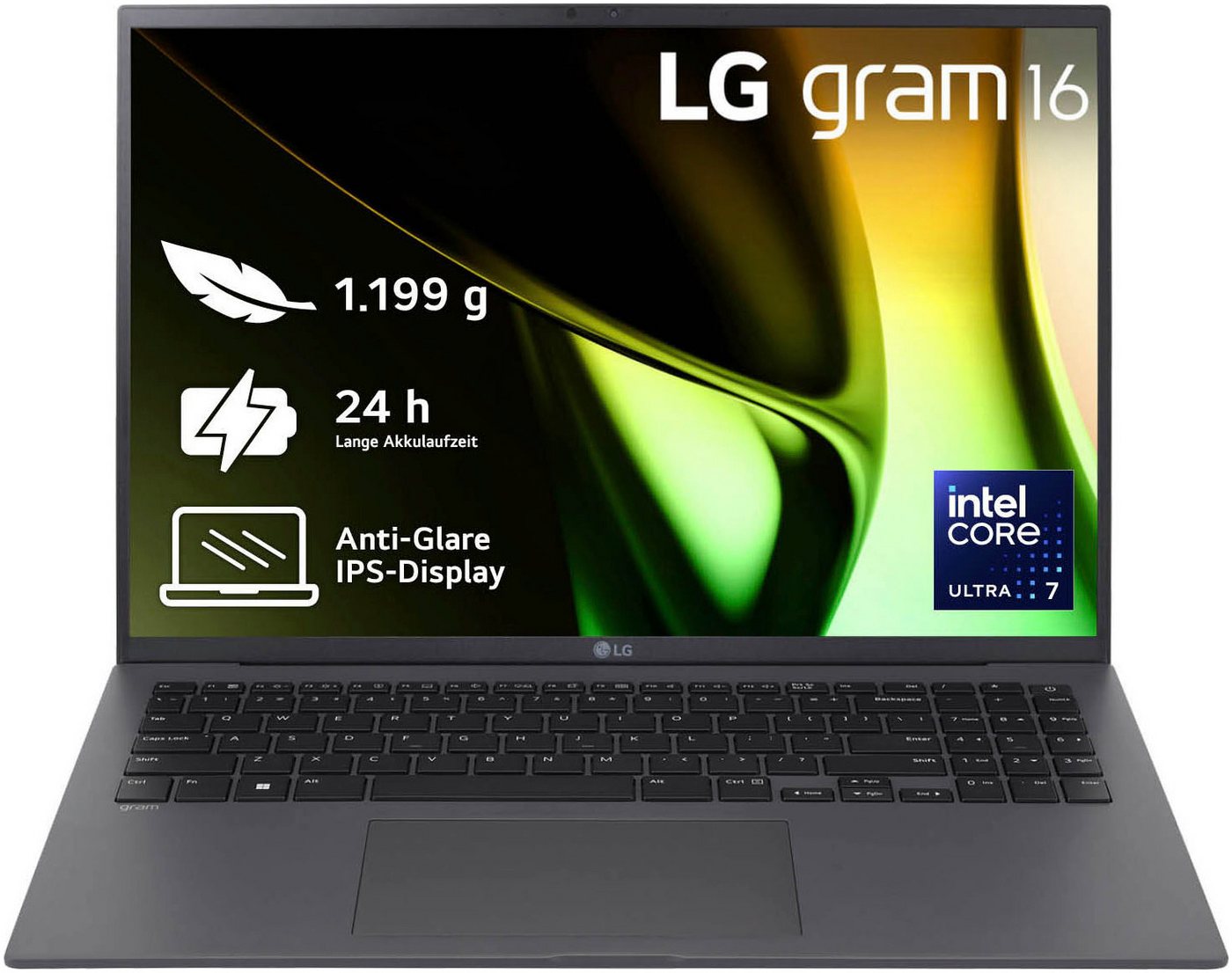 LG Gram 16 Ultralight Laptop, IPS-Display, 16 GB RAM, Windows 11 Home, Business-Notebook (40,6 cm/16 Zoll, Intel Core Ultra 7 155H, ARC, 1000 GB SSD, 16Z90S-G.AA79G, 2024)" von LG