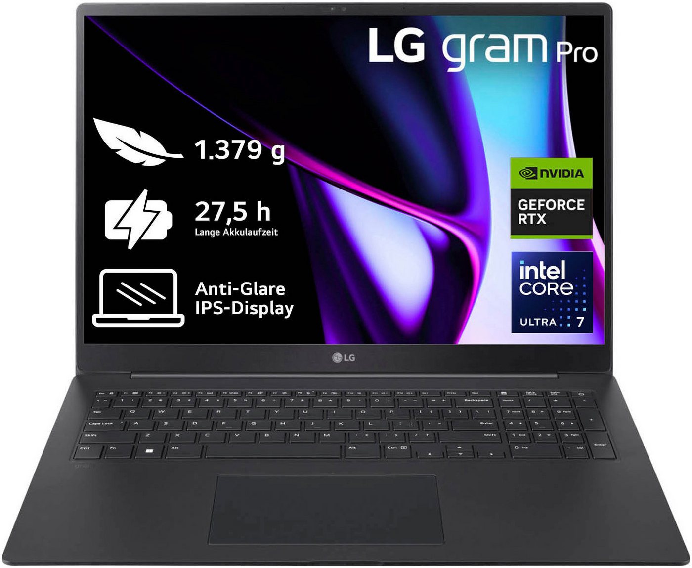 LG Gram Pro 17 Ultralight Laptop, IPS Display, 32GB RAM, Windows 11 Home, Business-Notebook (43,18 cm/17 Zoll, Intel Core Ultra 7 155H, GeForce RTX 3050, 2000 GB SSD, 17Z90SP-E.AD7BG, 2024) von LG