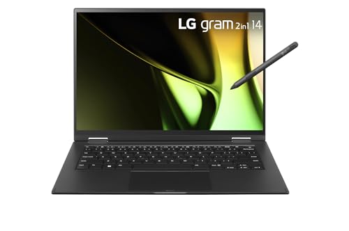 LG Gram Pro 2-in-1 14T90S-G Notebook, Intel Cora Ultra 7, Windows 11 Home, 16 GB RAM, 512 GB SSD, 1,2 kg, 29 h Laufzeit, Schwarz von LG