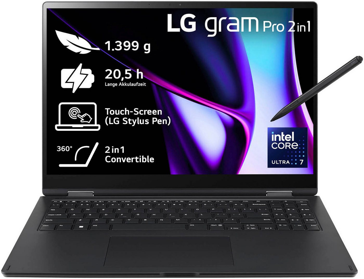 LG Gram Pro 2in1 16 Convertible Notebook (40,6 cm/16 Zoll, Intel Core Ultra 7 155H, ARC, 1000 GB SSD)" von LG