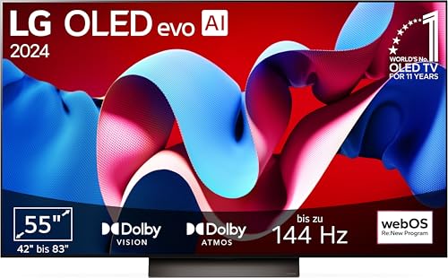 LG OLED55C47LA TV 55" (139 cm) OLED evo Fernseher (α9 Gen7 4K AI-Prozessor, webOS 24, Dolby Vision, bis zu 120Hz) [Modelljahr 2024] von LG