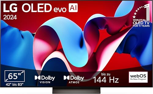 LG OLED65C47LA TV 65" (165 cm) OLED evo Fernseher (α9 Gen7 4K AI-Prozessor, Dolby Vision, bis zu 120Hz) [Modelljahr 2024] von LG