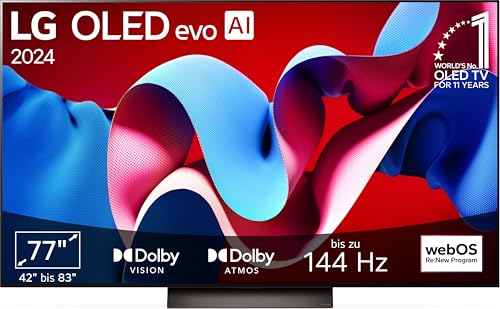 LG OLED77C47LA TV 77" (195 cm) OLED evo Fernseher (α9 Gen7 4K AI-Prozessor, webOS 24, Dolby Vision, bis zu 120Hz) [Modelljahr 2024] von LG
