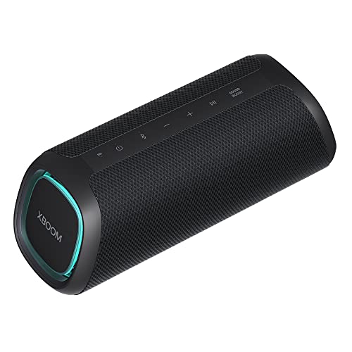 LG XBOOM Go XG7QBK Kabelloser Lautsprecher, Bluetooth, 40 W, Sound Boost, wasserdicht IP67, Betriebsdauer 24 Stunden, Variable LED-Lichtfarbe, breite Konnektivität, Anthrazit von LG