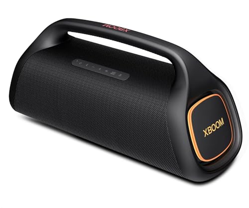 LG XBOOM Go XG9Q Bluetooth-Lautsprecher 80 W, Lautsprecher mit Sound Boost, Stroboskop-Beleuchtung, Wasser- und staubdicht (IP67), dynamischer Bassoptimierer, 24 Stunden Akkulaufzeit, Schwarz von LG