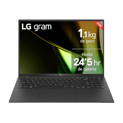 LG gram 16Z90S-G Notebook, Intel Cora Ultra 7, Windows 11 Home, 16 GB RAM, 512 GB SSD, 1,1 kg, 24,5 h Laufzeit, Schwarz von LG