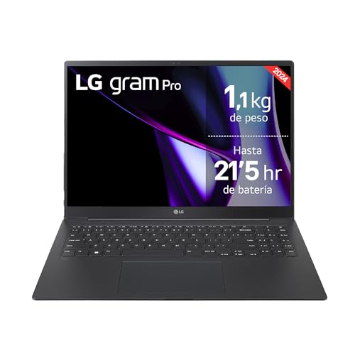 LG gram Pro 16Z90SP-K Notebook, Intel Cora Ultra 7, Windows 11 Home, 32 GB RAM, 512 GB SSD, 1,1 kg, 21,5 h Akkulaufzeit, Schwarz von LG