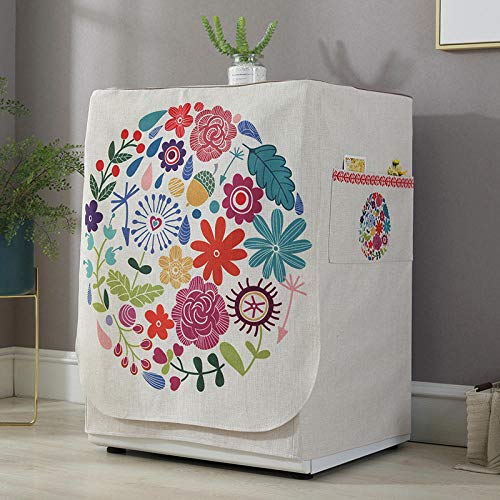 Waschmaschine Abdeckung Farbige Blumen60X60X83CM Staubdicht Deckel mit Tasche für Waschmaschine Frontlader Trockner von LGVXSRTYU