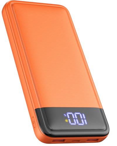 Power Bank 13800mAh, Schlank 22.5W Powerbank, Externer Handyakku Schnellladen USB C Input & Output, PD3.0 QC4.0 Tragbares Ladegerät Kompatibel mit iPhone 16 15 14 13 12 Pro Max.(Orange) von LGXS