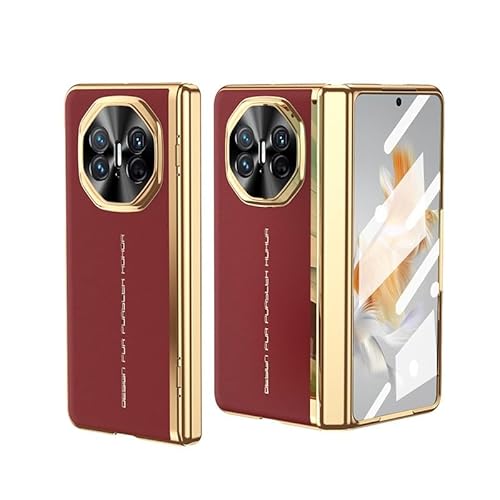 Kompatibel mit Huawei Mate X3 Hülle, luxuriöse Beschichtung und Leder, Scharnierschutz, integrierter HD-Displayschutz, stoßfeste Schutzhülle, kompatibel mit Huawei Mate X3 (Vermelho) von LGZADD