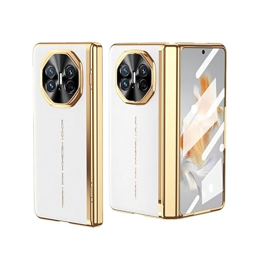 Kompatibel mit Huawei Mate X3 Hülle, luxuriöse Beschichtung und Leder, Scharnierschutz, integrierter HD-Displayschutz, stoßfeste Schutzhülle, kompatibel mit Huawei Mate X3 (weiß) von LGZADD