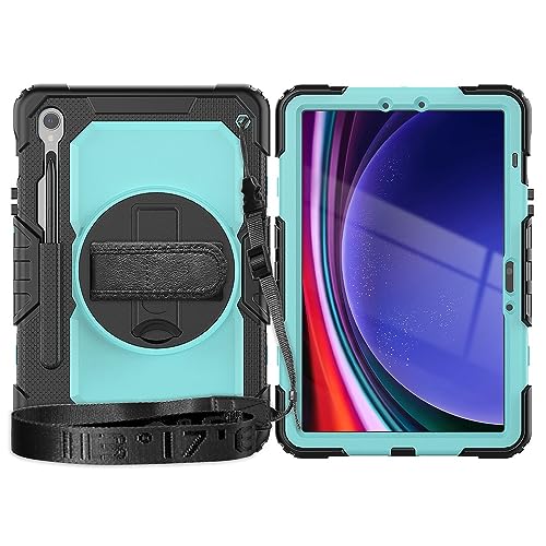 Kompatibel mit Samsung Galaxy Tab S10 FE 27,7 cm (11 Zoll) (SM-X520/X526B/X528U) 2025, robuste, stoßfeste TPU-Schutzhülle, mit Displayschutzfolie, 380° drehbarem Ständer, Handschlaufe und Schultergurt von LGZADD
