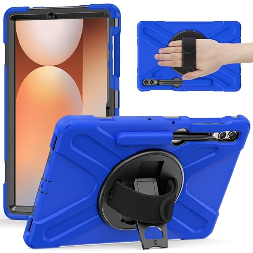 Kompatibel mit Samsung Galaxy Tab S10 Plus 12,5 Zoll 2024 SM-X820/X826B/X828U, robuste, stoßfeste Fallschutzhülle mit Stifthalter, Schultergurt, Schutzhülle (blau) von LGZADD
