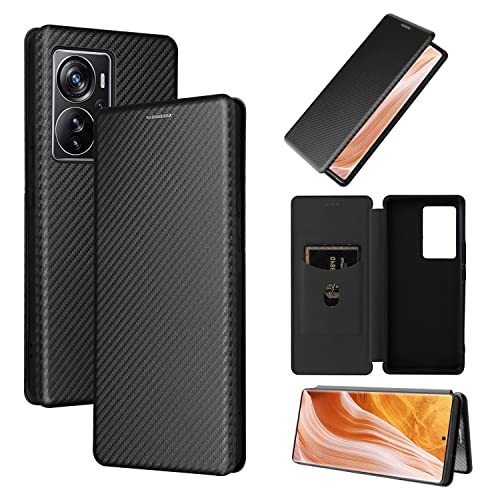 Kompatibel mit ZTE Axon 40 Pro, luxuriöse Hybrid-Schutzhülle aus Karbonfaser, PU und TPU, vollständiger Schutz, stoßfest, Klapphülle, kompatibel mit ZTE Axon 40 Pro (Schwarz) von LGZADD