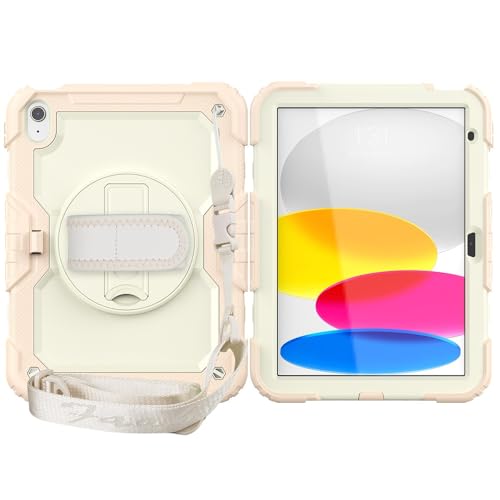 Kompatibel mit iPad 11. Generation A16 27,9 cm (11 Zoll) 2025 Hülle mit Displayschutzfolie, Ständer, Schultergurt, strapazierfähig, stoßfest, robust, um 360° drehbar, Handschlaufe und Schultergurt von LGZADD