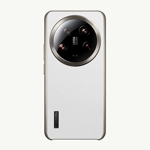 LGZADD Elegante Schutzhülle aus PU-Leder, kompatibel mit Xiaomi 13 Ultra, Premium-Textur, Komfortgriff, Kamera-Stoßrahmen, stoßfest, rutschfest, robuste Handy-Schutzhülle (Weiß) von LGZADD
