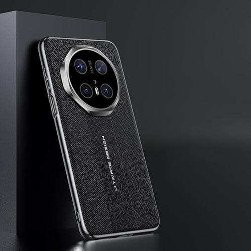 LGZADD Hochwertige Lederhülle, kompatibel mit Huawei Mate 70, elegant, PU-Leder, mit Kameraschutz, stoßfest, rutschfest, stilvolle Textur, robuste, schlanke Handy-Schutzhülle (schwarz) von LGZADD