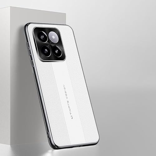LGZADD Hochwertige Lederhülle, kompatibel mit Xiaomi 14, elegante Schutzhülle aus PU-Leder mit Kameraschutz, stoßfest, rutschfest, stilvolle Textur, robuste, schlanke Handy-Schutzhülle (Weiß) von LGZADD