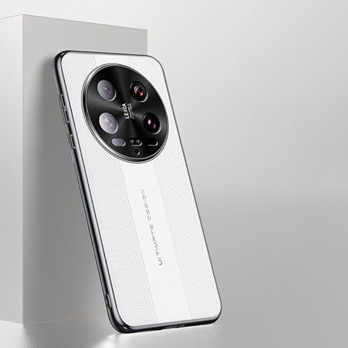 LGZADD Hochwertige Lederhülle, kompatibel mit Xiaomi 14 Ultra, elegante Schutzhülle aus PU-Leder mit Kameraschutz, stoßfest, rutschfest, stilvolle Textur, robuste, schlanke Handy-Schutzhülle (Weiß) von LGZADD