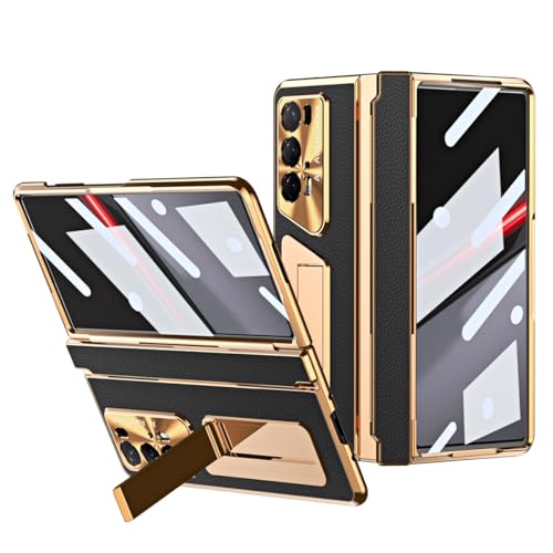 LGZADD Kompatibel mit Honor Magic V2 RSR Hülle, versteckter Ständer, kabelloses Laden, Displayschutzfolie, robuste, stoßfeste 360-Grad-Schutzhülle + Ständer, goldfarben/Schwarz LGZADD Kompatibel mit Honor Magic V2 RSR Hülle, versteckter Ständer, kabelloses Laden, Displayschutzfolie, robuste, stoßfeste 360-Grad-Schutzhülle + Ständer, goldfarben/Schwarz von LGZADD
