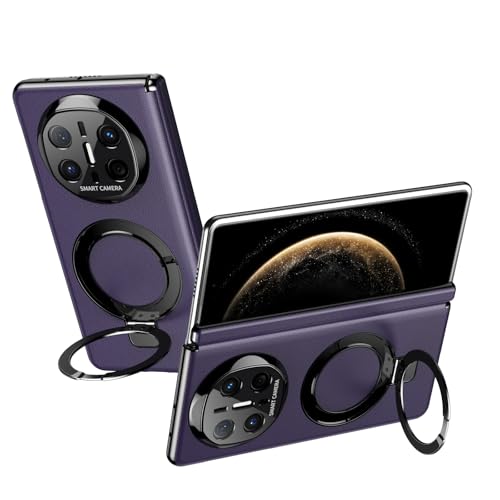 LGZADD Kompatibel mit Huawei Mate X6 Hülle mit verstellbarem Ständer, luxuriöse Lederhülle [integrierter Ständer] [Scharnierschutz], stoßfestes und leichtes Design, Violett von LGZADD
