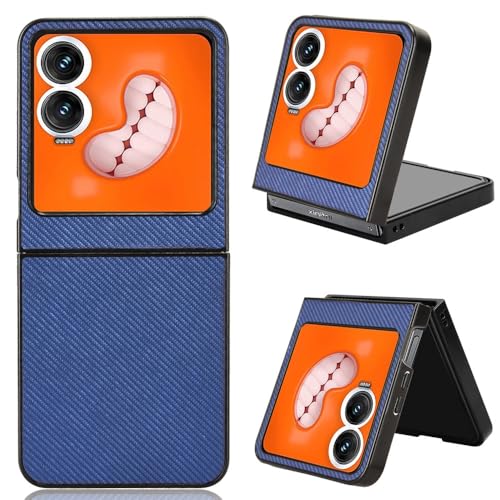 LGZADD Kompatibel mit Infinix Zero Klapphülle aus Karbonfaser, ultradünn, stoßfest, aus Polycarbonat und PU-Leder (Blau) von LGZADD