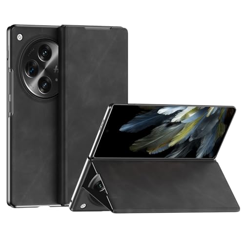 LGZADD Kompatibel mit Oneplus Open Case, Leder-Folio-Klapphülle mit Magnetverschluss, dünn, Fallschutz, stoßfeste Schutzhülle mit Ständer, kompatibel mit Oneplus Open (Schwarz) von LGZADD