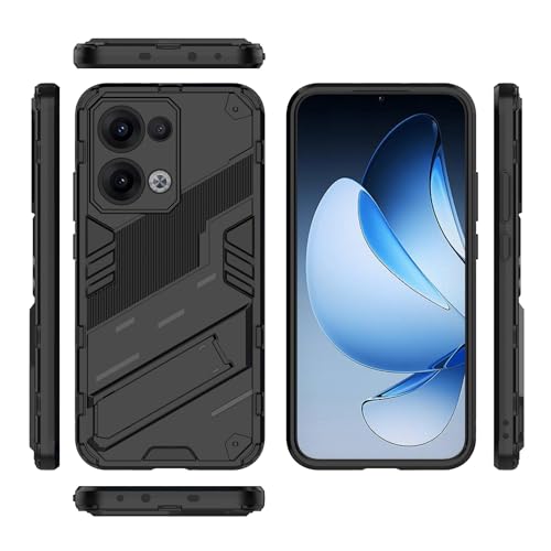 LGZADD Kompatibel mit Oppo Reno 13 5G (Domestic Version) Hülle, Kickstand Stoßfest Handyhülle Schutzhülle, PC und TPU Handyhülle Schutzhülle (Schwarz) von LGZADD