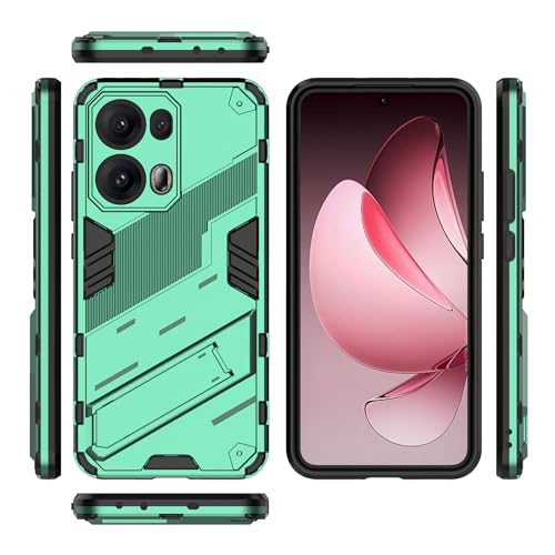 LGZADD Kompatibel mit Oppo Reno 13 Pro 5G (Domestic Version) Hülle, Kickstand Stoßfest Handyhülle Schutzhülle, PC und TPU Handyhülle Schutzhülle (Grün) von LGZADD