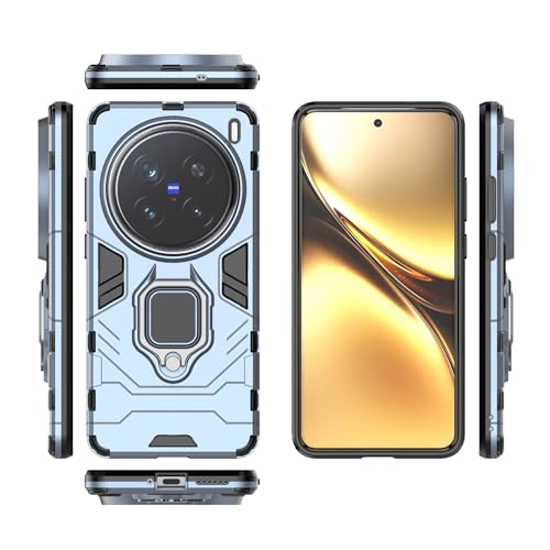 LGZADD Kompatibel mit Vivo X200 Pro Handyhülle, schlanke Schutzhülle mit Ständer, PC und TPU, mit Halterung (blau) von LGZADD