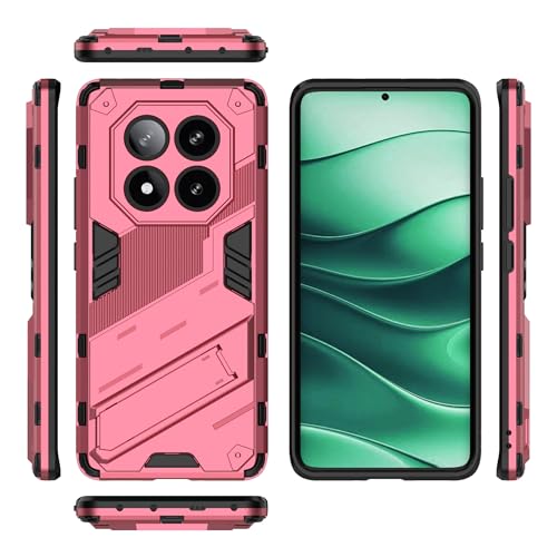 LGZADD Kompatibel mit Xiaomi Redmi Note 14 Pro 5G (Domestic Version) Hülle, Kickstand Stoßfest Handyhülle Schutzhülle, PC und TPU Handyhülle Schutzhülle (Rosa) von LGZADD