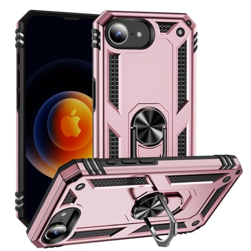 LGZADD Kompatibel mit iPhone 16E Hülle, Fallschutz in Militärqualität, 360° stoßfest, strapazierfähig, robuste Handyhüllen mit Ständer, kompatibel mit iPhone 16E 2025 (Roségold) von LGZADD