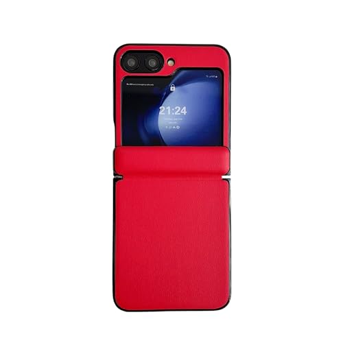 LGZADD Lederhülle kompatibel mit Galaxy Z Flip 6, mit magnetischem Scharnierschutz, ultradünn, stoßfest, robust, Schutzhülle, Anti-Fingerabdruck-Narben (Vermelho) von LGZADD