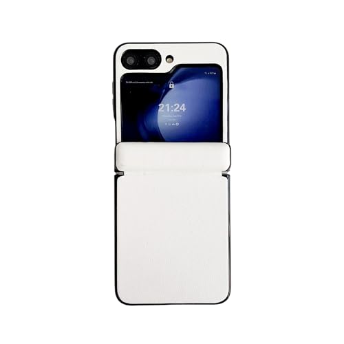 LGZADD Lederhülle kompatibel mit Galaxy Z Flip 6, mit magnetischem Scharnierschutz, ultradünn, stoßfest, robust, Schutzhülle, Anti-Fingerabdruck-Narben (Weiß) von LGZADD