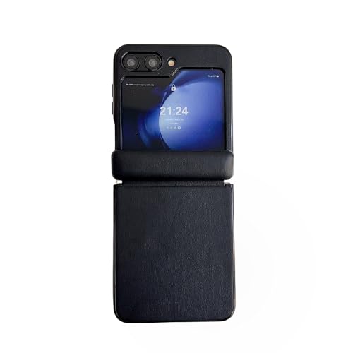 LGZADD Lederhülle kompatibel mit Galaxy Z Flip 6 mit magnetischem Scharnierschutz, ultradünne, stoßfeste robuste Schutzhülle, Anti-Fingerabdruck-Narben (Schwarz) von LGZADD