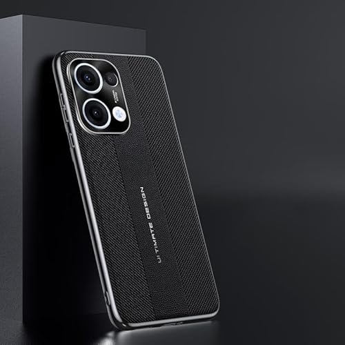 LGZADD Lederhülle kompatibel mit Oppo Reno 13, Premium-Schutzhülle, elegant, PU-Leder, mit Kameraschutz, stoßfest, rutschfest, stilvolle Textur, robuste, schlanke Handy-Schutzhülle (Schwarz) von LGZADD