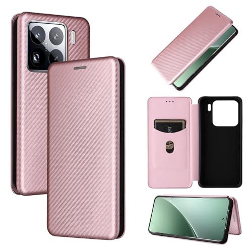 LGZADD Schutzhülle für Xiaomi 15, schlanke Karbonfaser-Texturen und Polycarbonat-Hybrid-Hülle, vollständiger Schutz, stoßfest, Klapphülle, kompatibel mit Xiaomi 15 (Rosa) von LGZADD