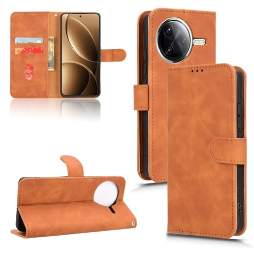 LGZADD Schutzhülle für Xiaomi Redmi K80 Pro, mit Kartenhalter, Klappetui, PU-Leder, mit Handschlaufe, stoßfeste Schutzhülle (Braun) von LGZADD