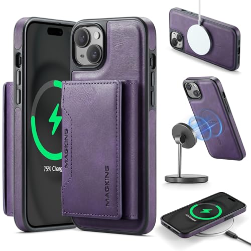 LGZADD Schutzhülle für iPhone 13, mit Kreditkartenhalter, magnetische, abnehmbare Brieftaschen-Hülle, kompatibel mit RFID-Blockierung, dreifach gefaltete Brieftaschen-Schutzhülle mit Ständer, Violett LGZADD Schutzhülle für iPhone 13, mit Kreditkartenhalter, magnetische, abnehmbare Brieftaschen-Hülle, kompatibel mit RFID-Blockierung, dreifach gefaltete Brieftaschen-Schutzhülle mit Ständer, Violett von LGZADD