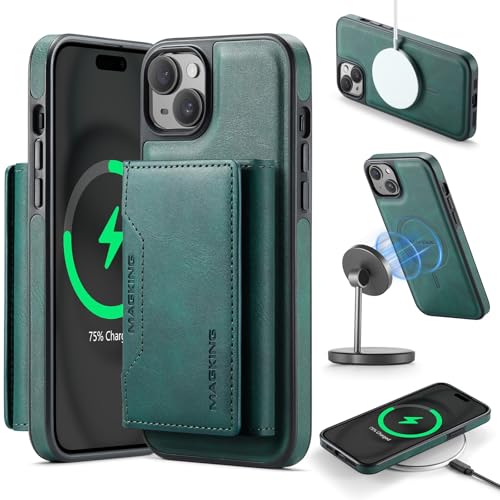 LGZADD Schutzhülle für iPhone 13, mit Kreditkartenhalter, magnetische, abnehmbare Brieftaschen-Hülle, kompatibel mit RFID-Blockierung, dreifach gefaltete Brieftaschen-Schutzhülle mit Ständer, Grün LGZADD Schutzhülle für iPhone 13, mit Kreditkartenhalter, magnetische, abnehmbare Brieftaschen-Hülle, kompatibel mit RFID-Blockierung, dreifach gefaltete Brieftaschen-Schutzhülle mit Ständer, Grün von LGZADD