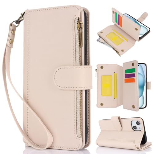 LGZADD Schutzhülle für iPhone 15, PU-Leder, magnetisch, mit Handgelenkschlaufe, Reißverschluss, Kartenhalter, Schultergurt, stoßfest, TPU, Weiß LGZADD Schutzhülle für iPhone 15, PU-Leder, magnetisch, mit Handgelenkschlaufe, Reißverschluss, Kartenhalter, Schultergurt, stoßfest, TPU, Weiß von LGZADD