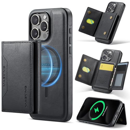 LGZADD Schutzhülle für iPhone 15 Pro, mit Kreditkartenhalter, magnetische, abnehmbare Brieftaschen-Hülle, kompatibel mit RFID-Blockierung, dreifach gefaltete Schutzhülle mit Ständer, Schwarz LGZADD Schutzhülle für iPhone 15 Pro, mit Kreditkartenhalter, magnetische, abnehmbare Brieftaschen-Hülle, kompatibel mit RFID-Blockierung, dreifach gefaltete Schutzhülle mit Ständer, Schwarz von LGZADD