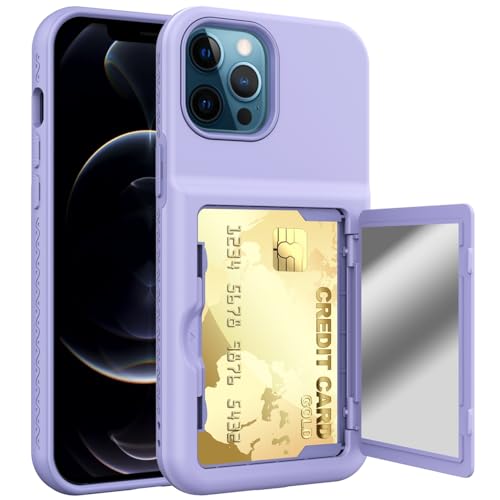 LGZADD Schutzhülle kompatibel mit iPhone 12 Pro Max, Brieftasche, Kreditkartenhalter, Ausweisfach, Schiebetür, versteckte Tasche, kratzfest, zweilagig, Hybrid-Schutzhülle, Hartschalen-Rückseite von LGZADD