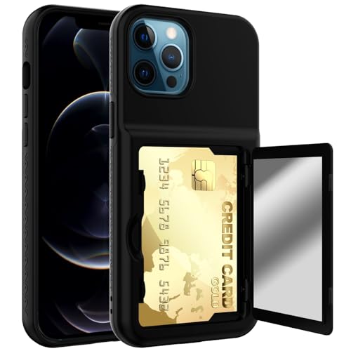 LGZADD Schutzhülle kompatibel mit iPhone 12 Pro Max, Brieftasche, Kreditkartenhalter, Ausweisfach, Schiebetür, versteckte Tasche, kratzfest, zweilagig, Hybrid-Schutzhülle, Hartschalen-Rückseite von LGZADD