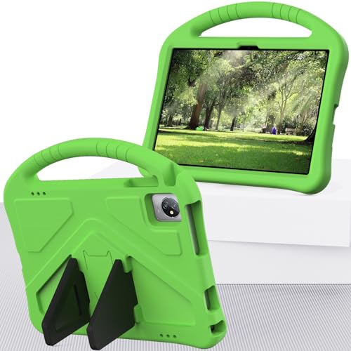 Leichte, stoßfeste, kinderfreundliche Schutzhülle, kompatibel mit Blackview Tab 8 WiFi 25,7 cm (10,1 Zoll) (2023)/Tab 70 WiFi 2023/2022/Tab 8 2020, mit Griff, Ständer, verdickter Eckenschutz, Grün von LGZADD