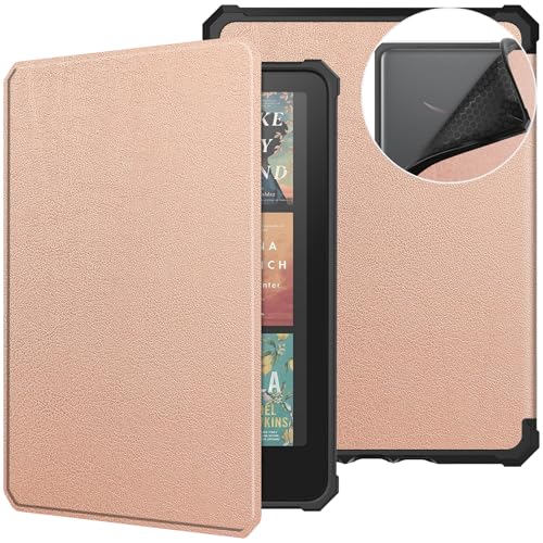 Schutzhülle für Kindle Paperwhite (12. Generation, 2024), 17,8 cm (7 Zoll), TPU, Leder, schmal, mit Magnetverschluss und Standfunktion, mit automatischer Wake-/Sleep-Funktion (Roségold) von LGZADD