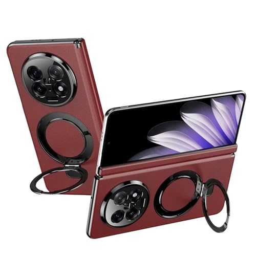 Schutzhülle für Oppo Find N5 2025, mit verstellbarem Ständer, luxuriöse Lederhülle [integrierter Ständer], Scharnierschutz, stoßfestes und leichtes Design (Vermelho) von LGZADD