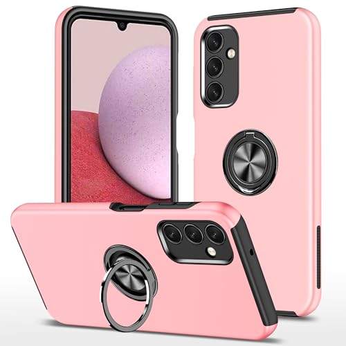 Schutzhülle für Samsung Galaxy A14 5G, mit drehbarem Ringständer, schlanke, stoßfeste Schutzhülle, Ganzkörper-Schutzhülle, kompatibel mit Samsung Galaxy A14 5G (Roségold) von LGZADD