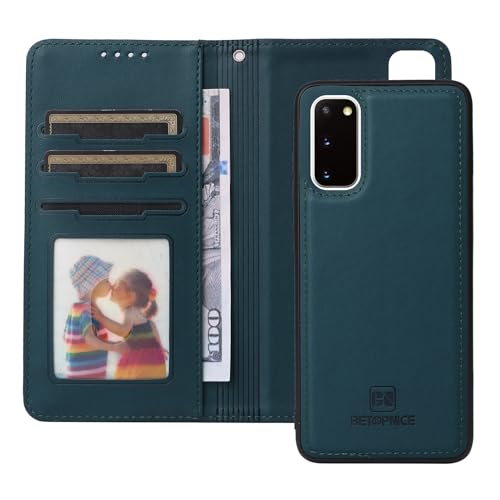Schutzhülle für Samsung Galaxy S20, abnehmbare Rückseite, mit Kartenhalter/Handschlaufe, PU-Leder, Klappschutzhülle mit magnetischem Ständer, stoßfeste Handyhülle, Grün Schutzhülle für Samsung Galaxy S20, abnehmbare Rückseite, mit Kartenhalter/Handschlaufe, PU-Leder, Klappschutzhülle mit magnetischem Ständer, stoßfeste Handyhülle, Grün von LGZADD