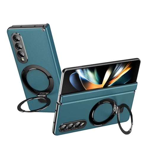Schutzhülle für Samsung Galaxy Z Fold 4, mit verstellbarem Ständer, luxuriöse Lederhülle [integrierter Ständer], Scharnierschutz, stoßfestes und leichtes Design, Grün von LGZADD